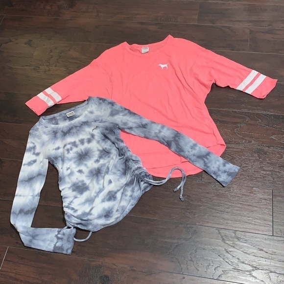 Bundle of 2 - Pink Tees; Long Sleeve Tie-Dye & Short Sleeve w/Pink Nation back. - Picture 4 of 10
